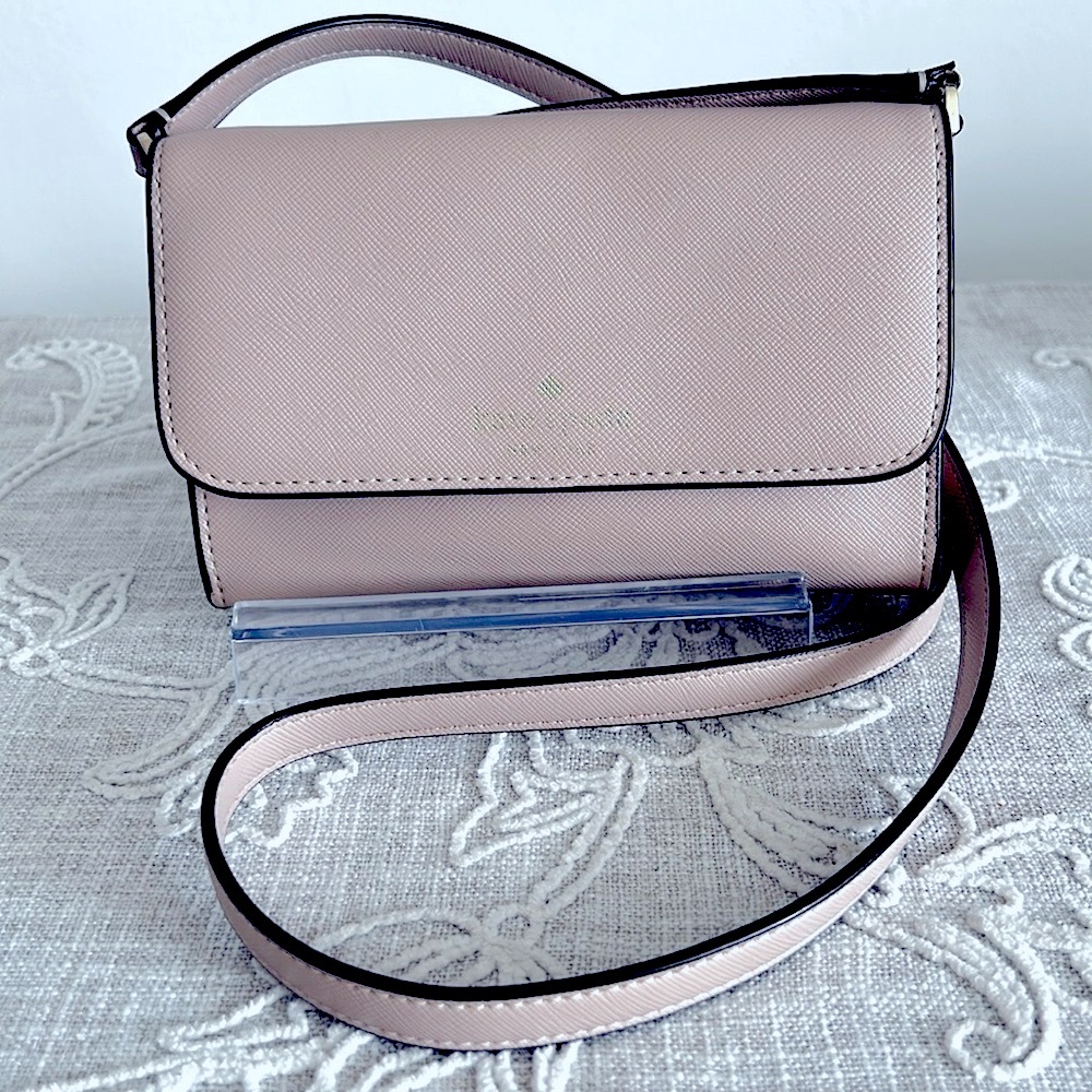 Kate Spade Brynn Beige PVC Saffiano Leather Small Crossbody Bag